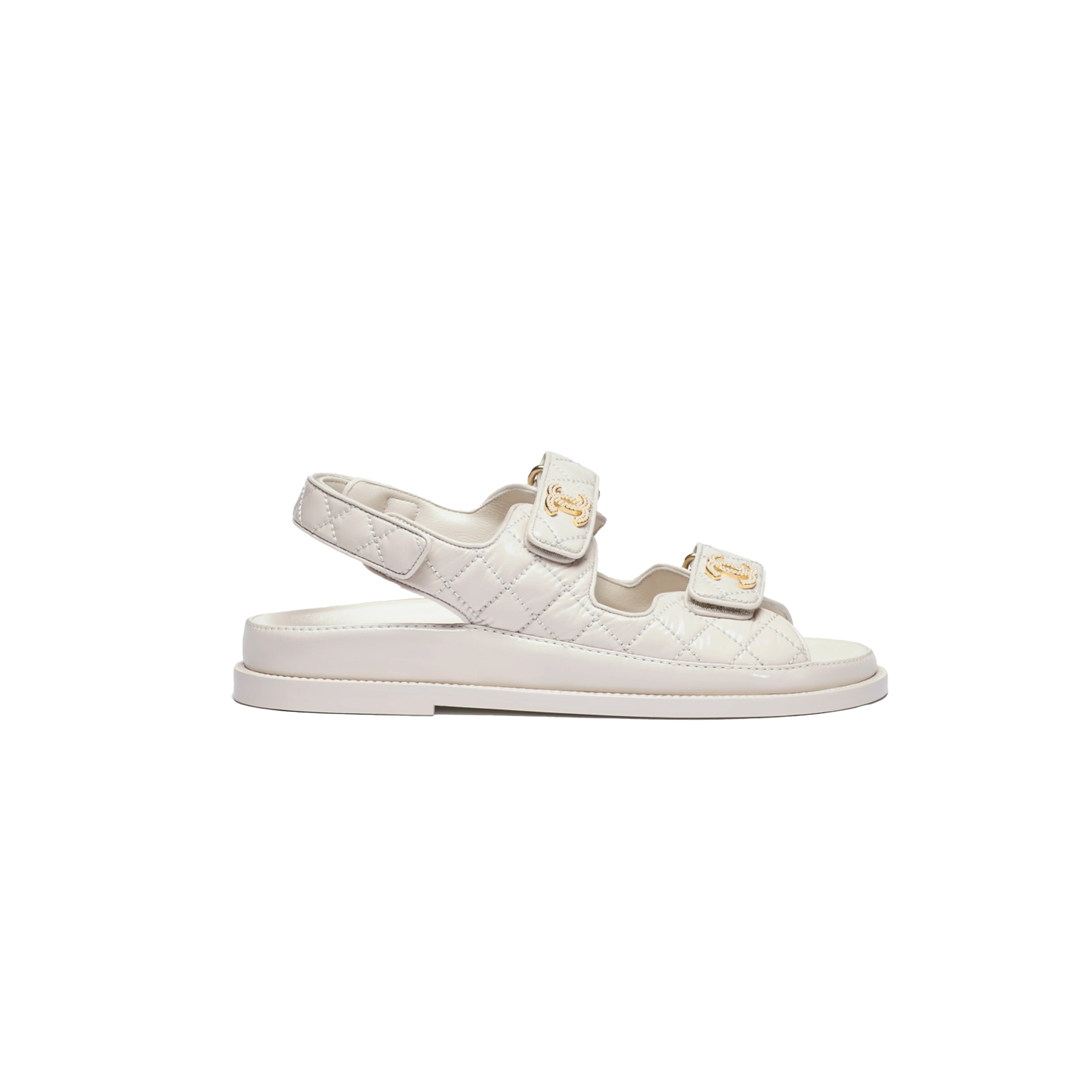 Ch*el sandals shiny lambskin g35927